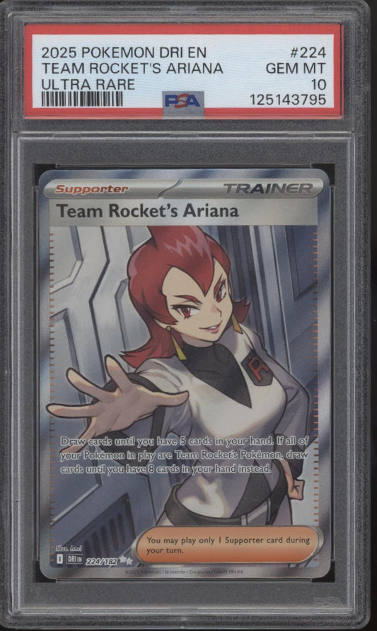 Team Rocket's Ariana Pokemon Destined Rivals Ultra Rare #224 PSA 10