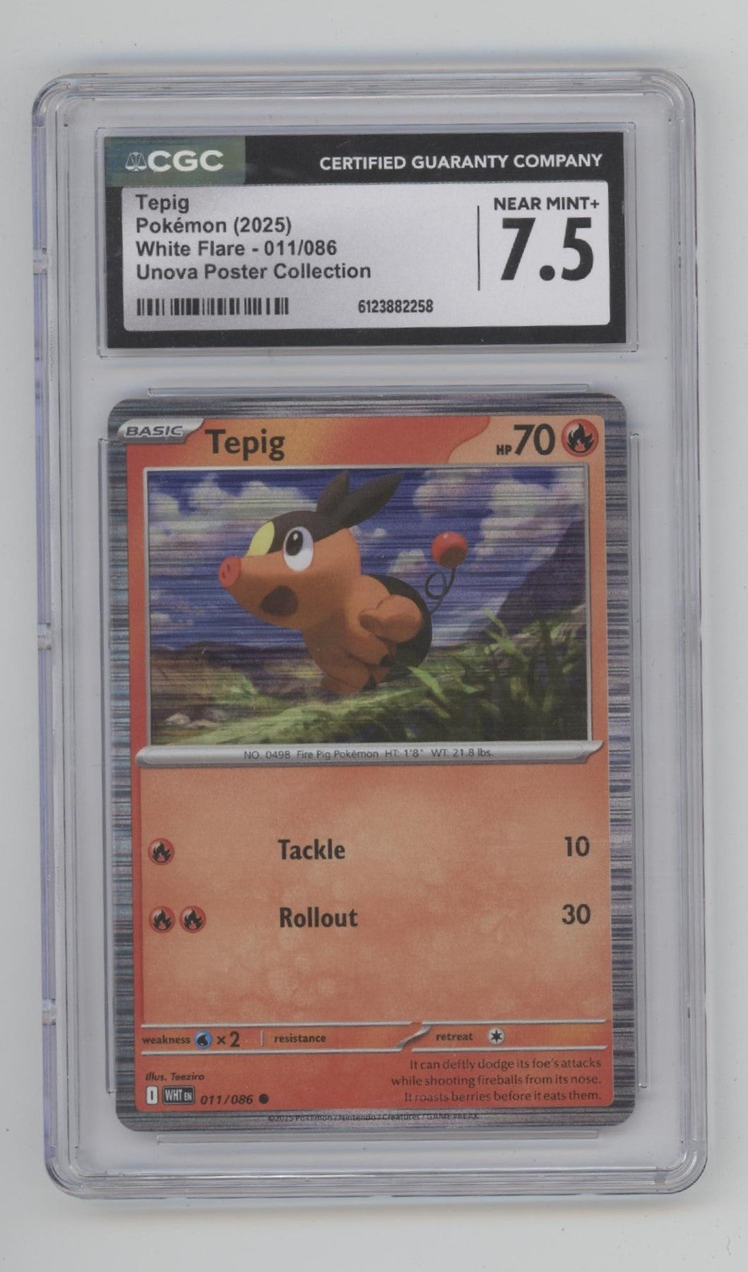 Tepig Pokemon White Flare Unova Poster Collection #011 CGC 7.5