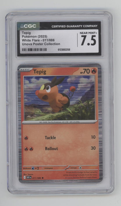 Tepig Pokemon White Flare Unova Poster Collection #011 CGC 7.5