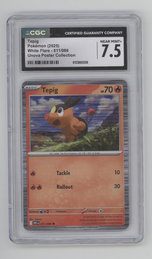 Tepig Pokemon White Flare Unova Poster Collection #011 CGC 7.5