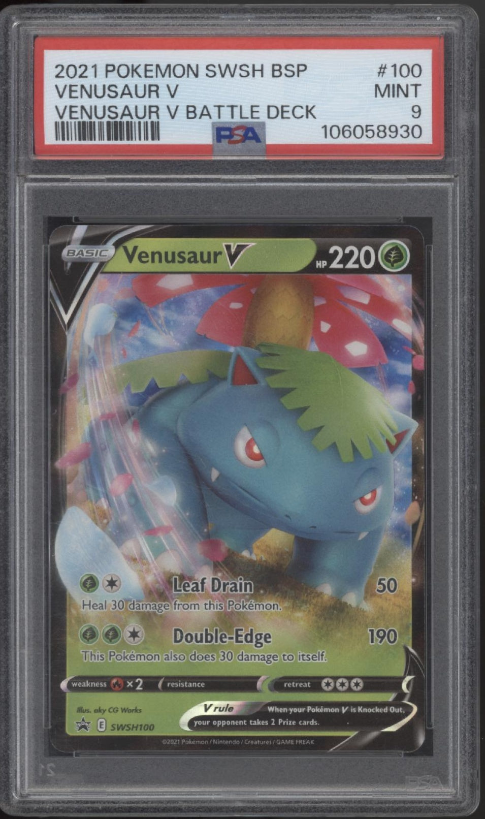 Venusaur V Pokemon Venusaur V Battle Deck #100 PSA 9