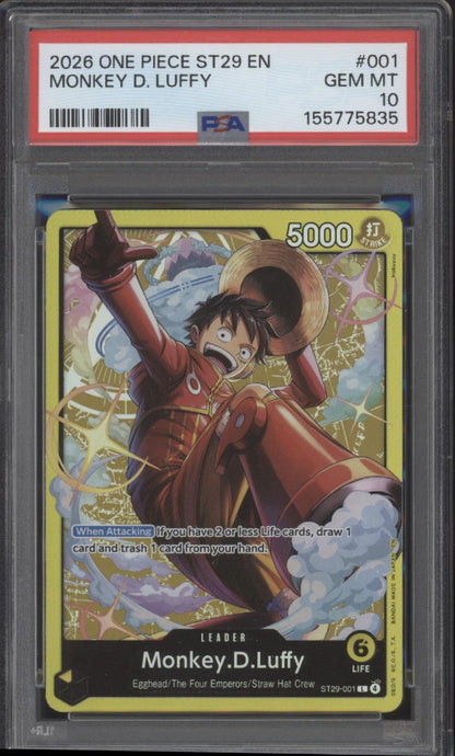 Monkey D Luffy One Piece Card Game ST29 #001 PSA 10
