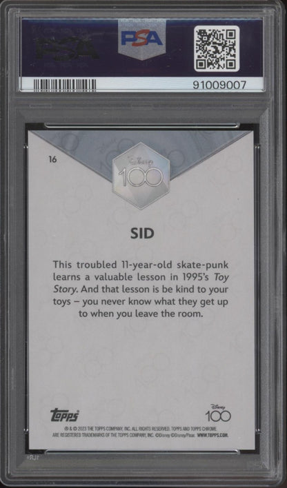 Sid 2023 Topps Chrome Disney 100 Pink Refractor 115/399 #16 PSA 9
