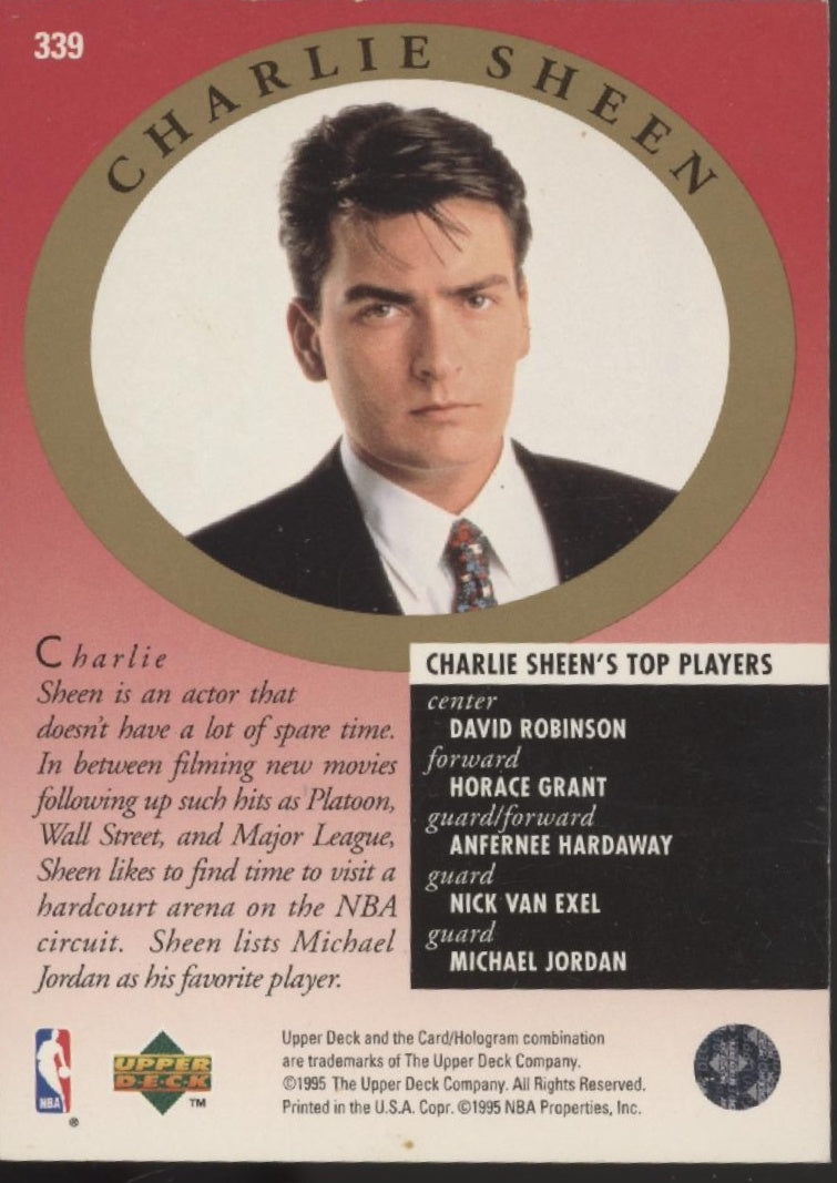 Michael Jordan / Charlie Sheen 1995-96 Upper Deck #339、Collector Store LLC、kayou
