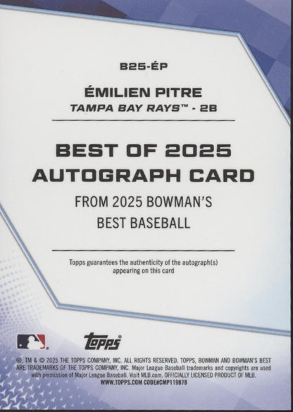 Emilien Pitre 2025 Bowman's Best Blue Refractor Auto 025/150 #B25-EP