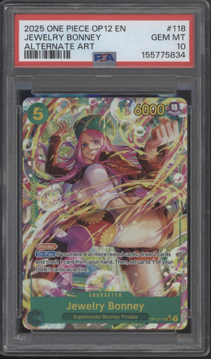 Jewelry Bonney One Piece Card Game OP12 Alternate Art #118 PSA 10