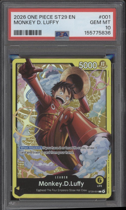 Monkey D Luffy One Piece Card Game ST29 #001 PSA 10 #2