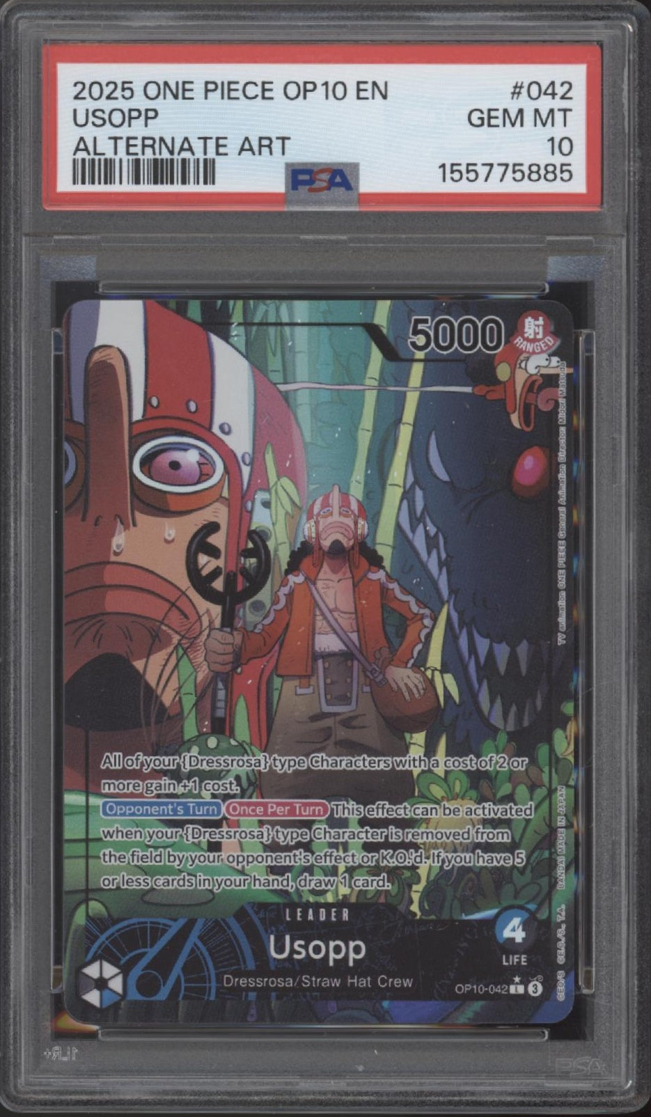 Usopp One Piece Card Game OP10 Alternate Art #042 PSA 10