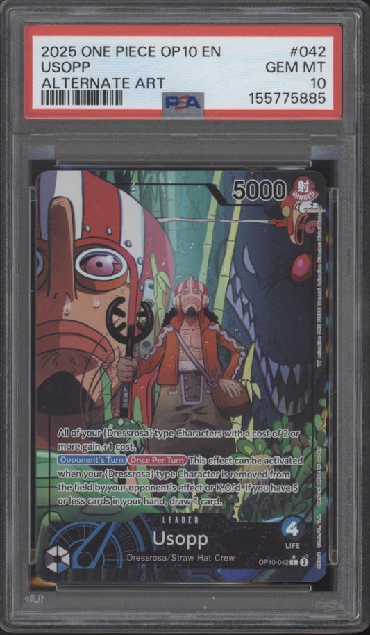 Usopp One Piece Card Game OP10 Alternate Art #042 PSA 10