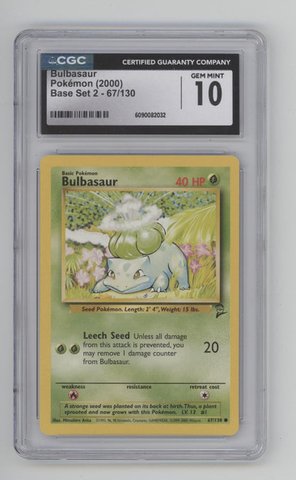 Bulbsaur Pokemon Base Set II #67 CGC 10