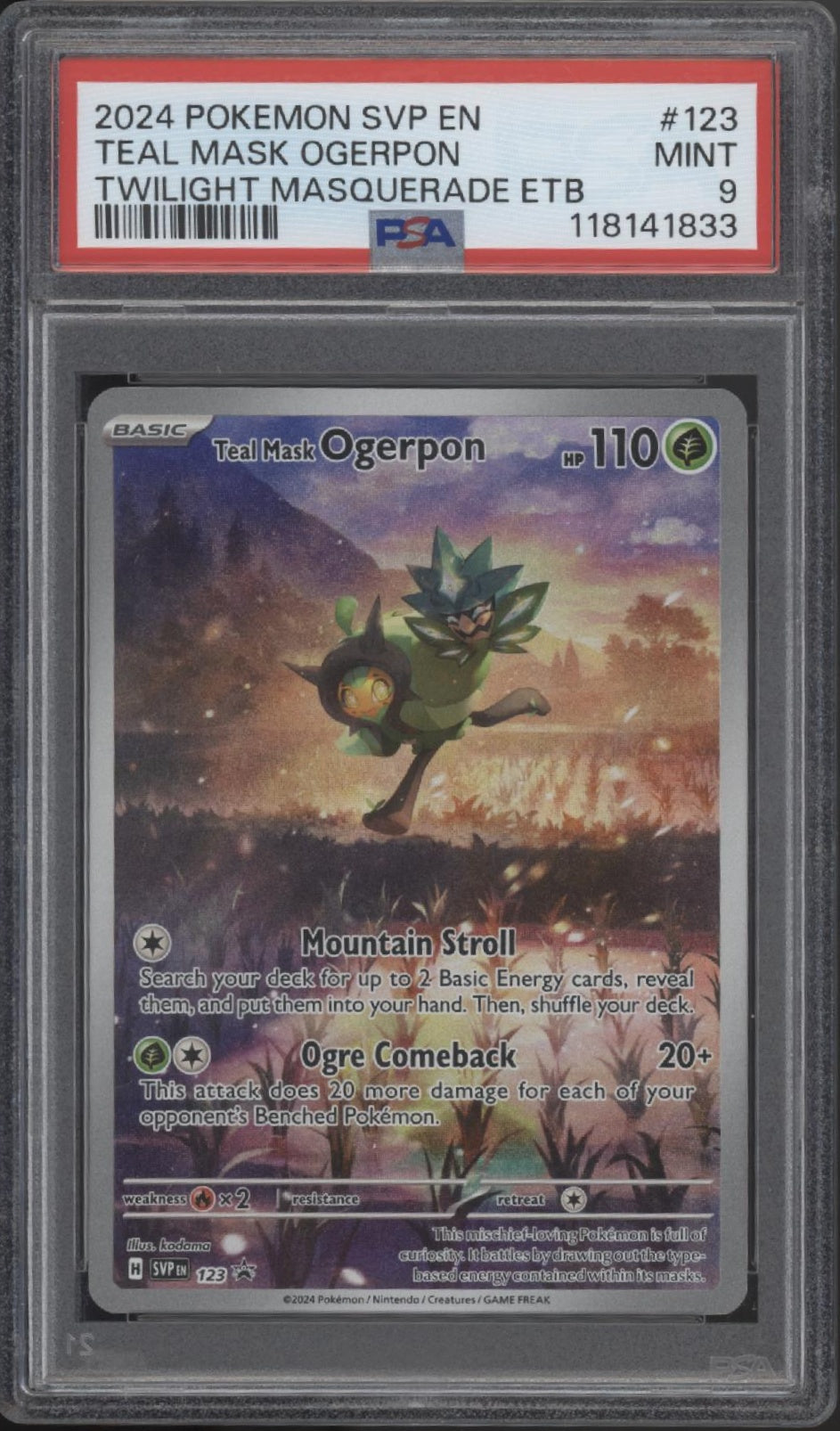 Teal Mask Ogerpon Pokemon Twilight Masquerade Elite Trainer Box #123 PSA 9