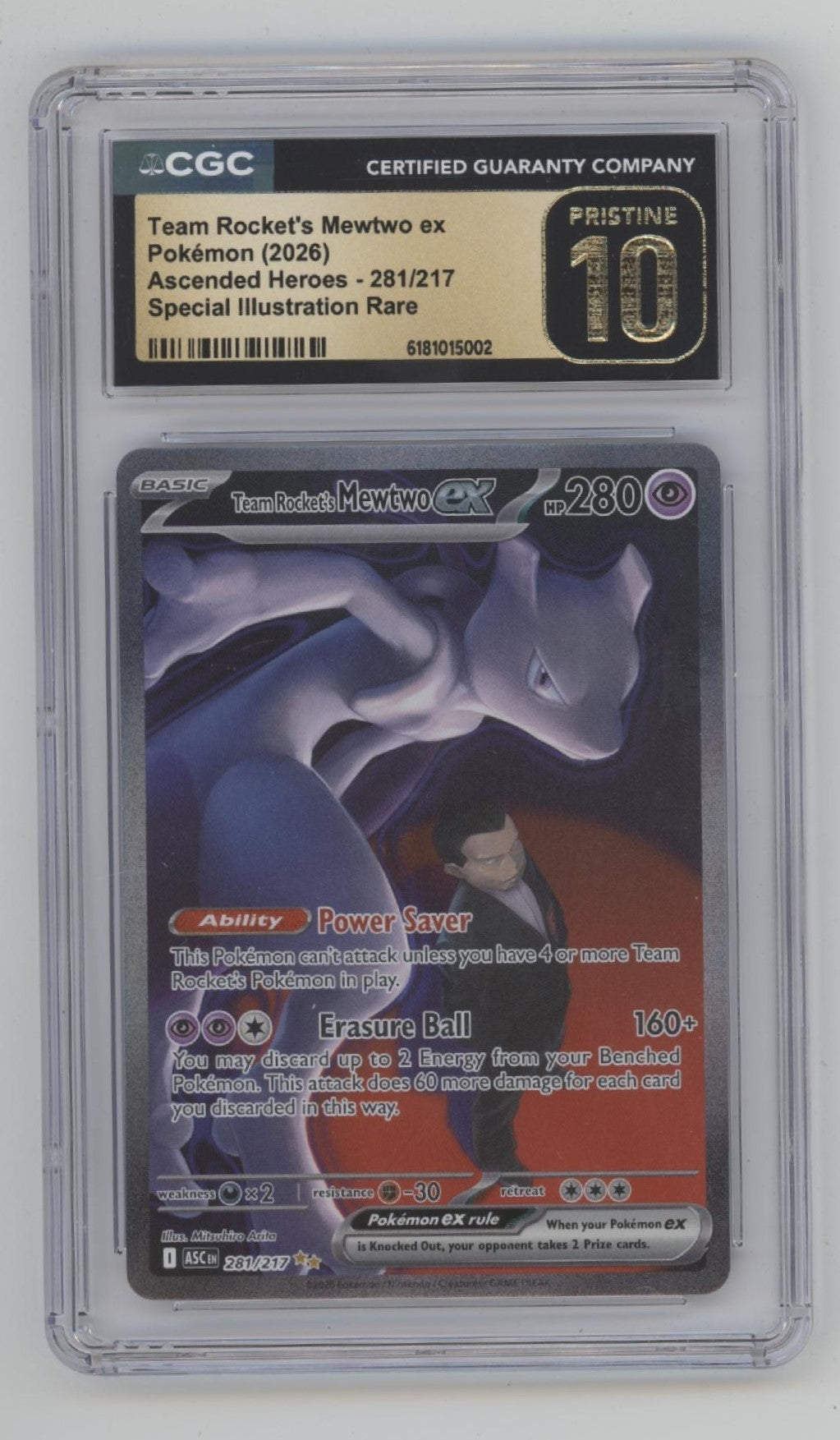 Team Rocket's Mewtwo ex Pokemon Ascended Heroes SIR #218 CGC 10 Pristine、Collector Store LLC Gaming、kayou