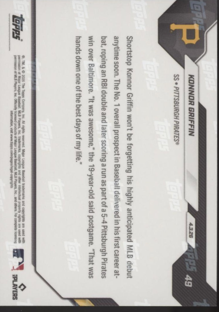 Konnor Griffin 2026 Topps Now RC #49 #2