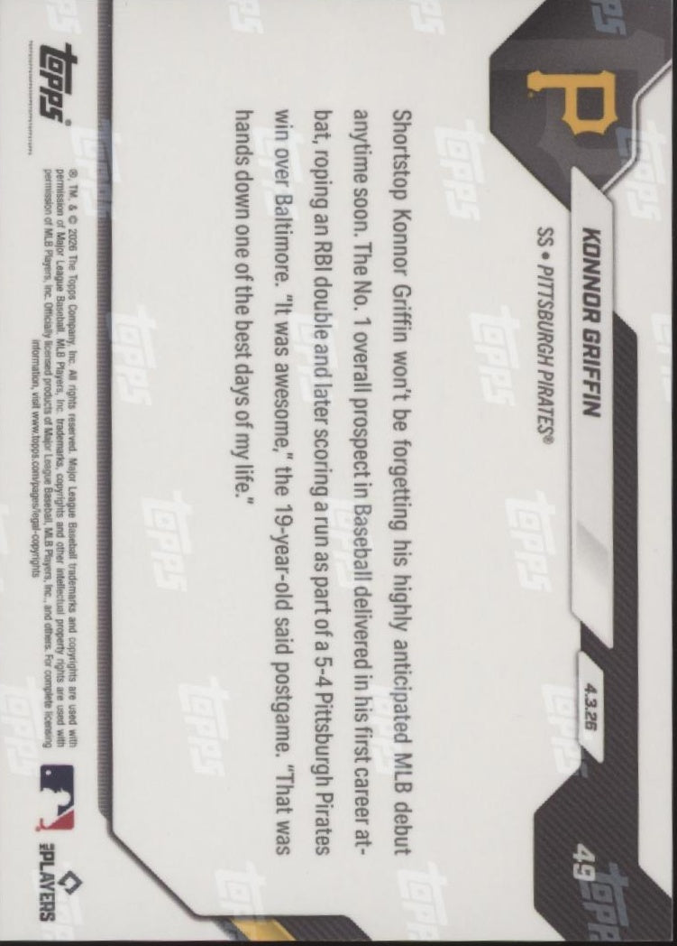 Konnor Griffin 2026 Topps Now RC #49 #7