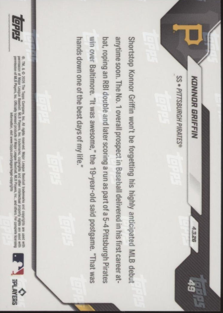 Konnor Griffin 2026 Topps Now RC #49 #8