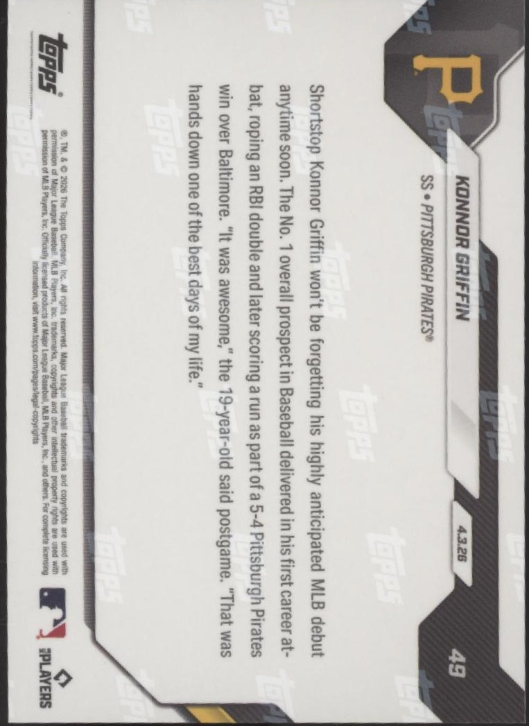 Konnor Griffin 2026 Topps Now RC #49 #9