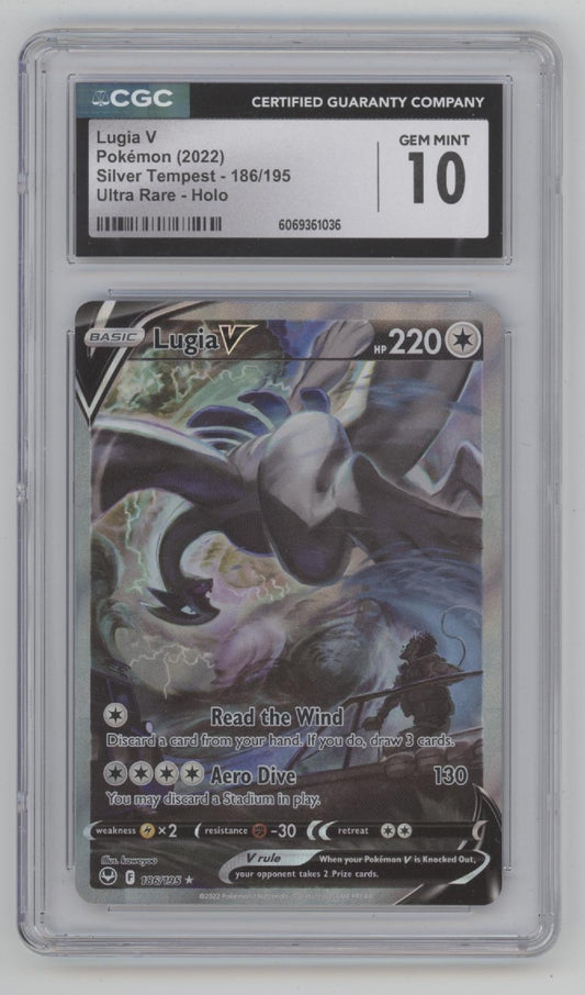 Lugia V Pokemon Silver Tempest Ultra Rare Holo #186 CGC 10