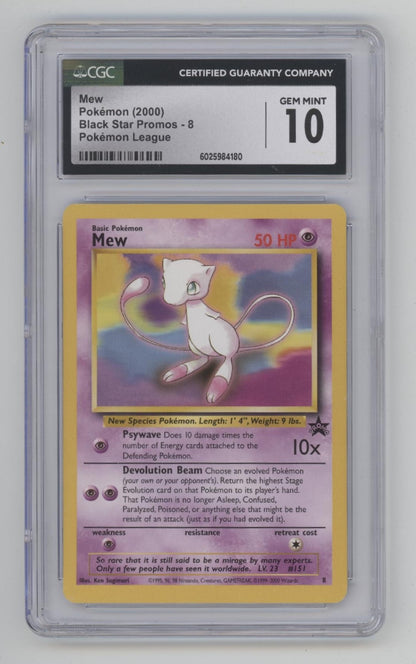 Mew Pokemon League Black Star Promo #8 CGC 10