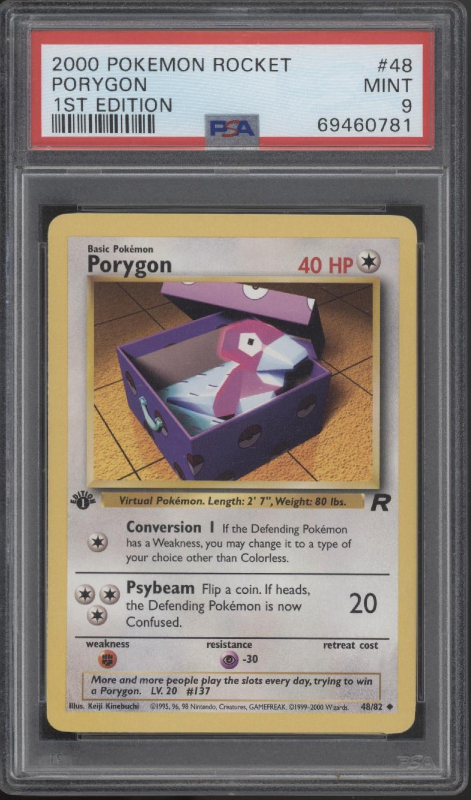 Porygon Pokemon Team Rocket 1st Edition #48 PSA 9
