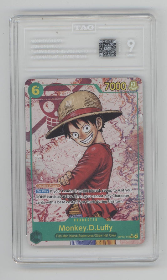 Monkey D Luffy One Piece Card Game Carrying On His Will Alternate Art #118 TAG 9