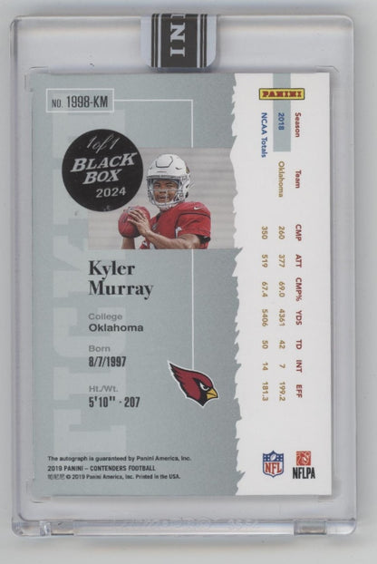 Kyler Murray 2019 Panini Contenders Rookie Ticket RC Auto 1 of 1 #1998-KM