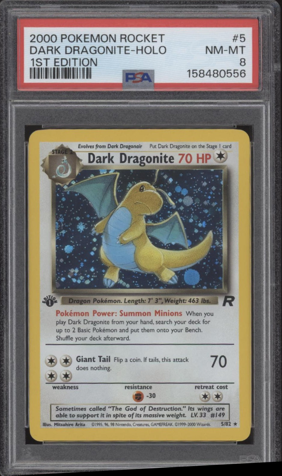 Dark Dragonite Pokemon Team Rocket Holo 1st Edition #5 PSA 8、Collector Store LLC Gaming、kayou