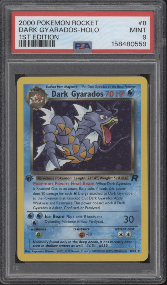 Dark Gyarados Pokemon Team Rocket Holo 1st Edition #8 PSA 9