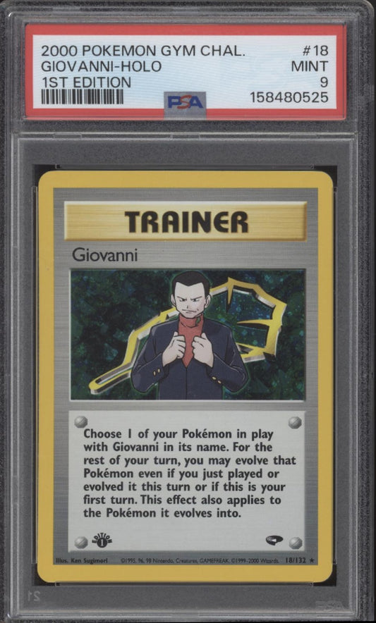 Giovanni Pokemon Gym Challenge Holo 1st Edition #18 PSA 9