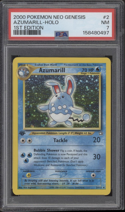 Azumarill Pokemon Neo Genesis Holo 1st Edition #2 PSA 7