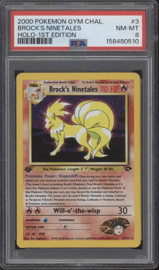 Brock's Ninetales Pokemon Gym Challenge Holo 1st Edition #3 PSA 8