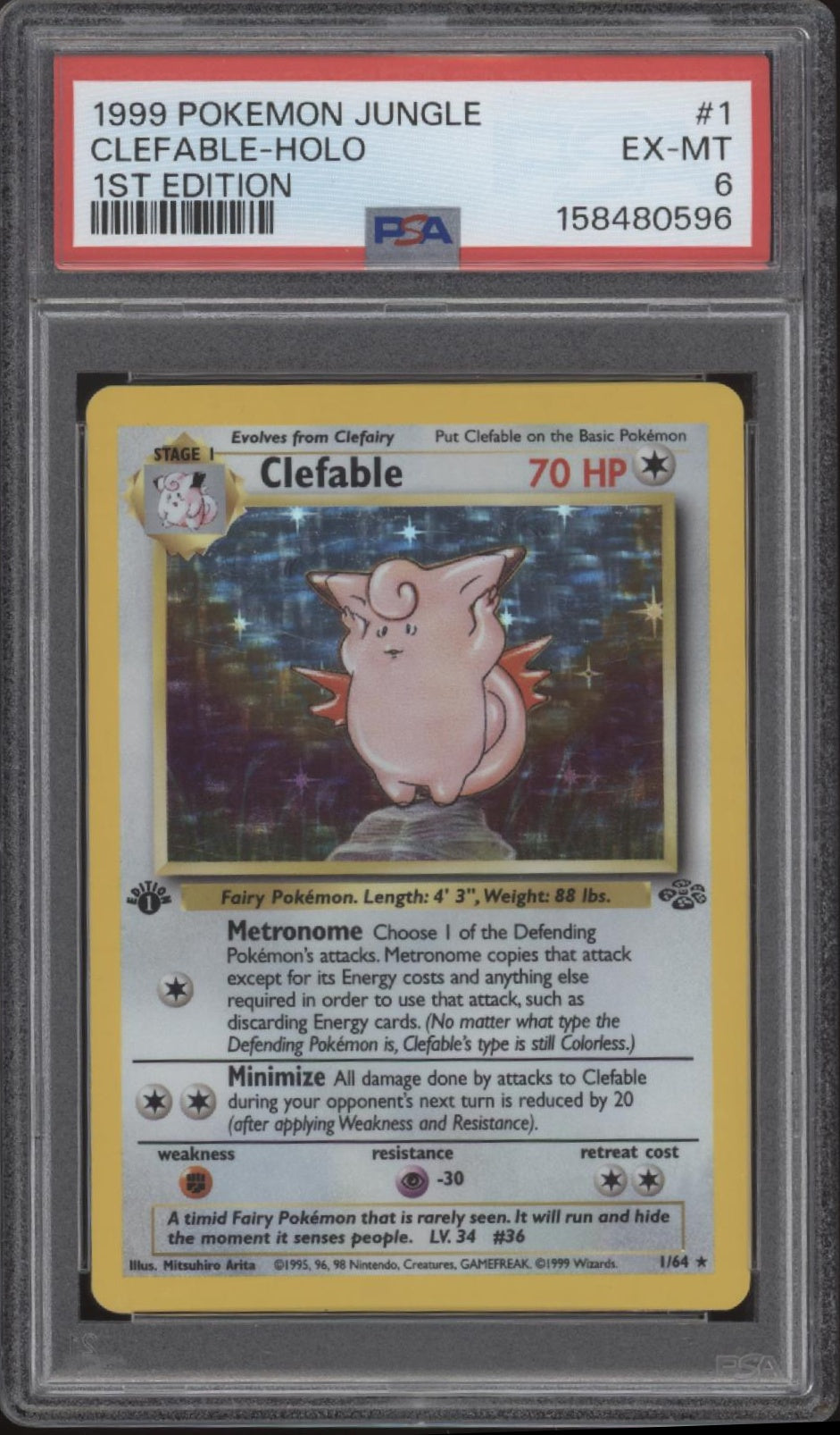 Clefable Pokemon Jungle Holo 1st Edition #1 PSA 6