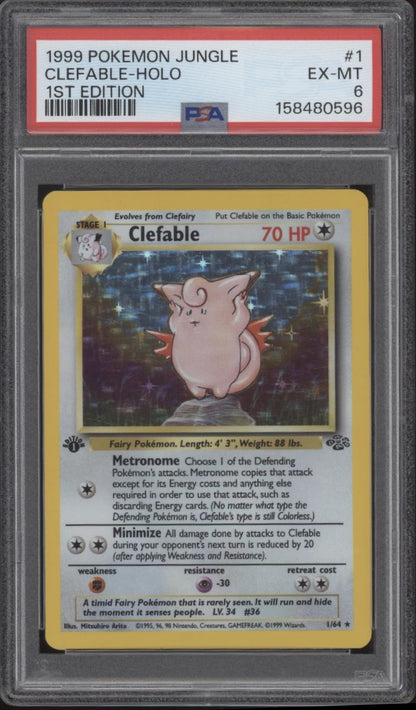 Clefable Pokemon Jungle Holo 1st Edition #1 PSA 6