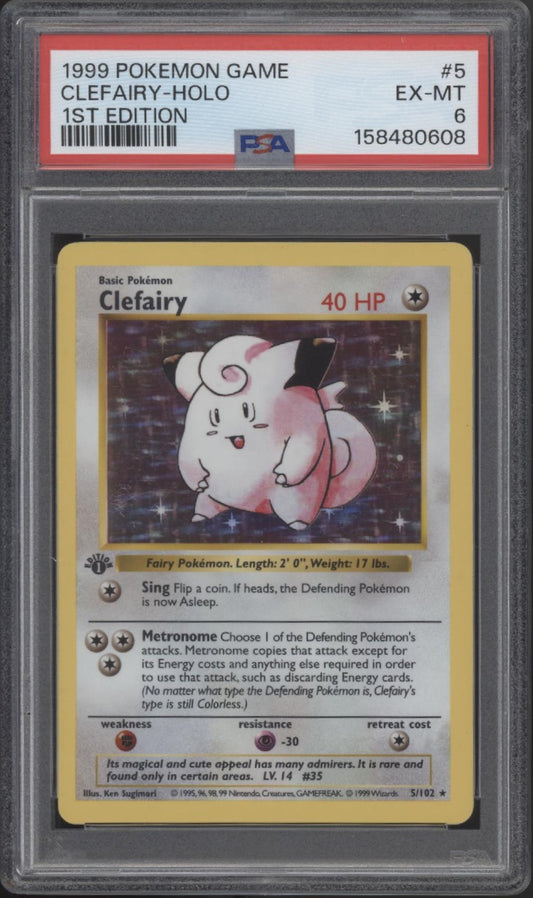 Clefairy Pokemon Base Set Holo 1st Edition #5 PSA 6