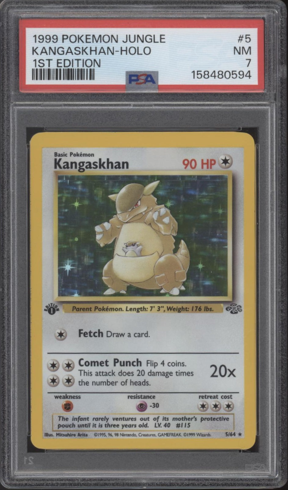 Kangaskhan Pokemon Jungle Holo 1st Edition #5 PSA 7