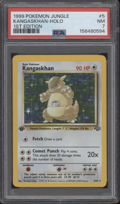 Kangaskhan Pokemon Jungle Holo 1st Edition #5 PSA 7