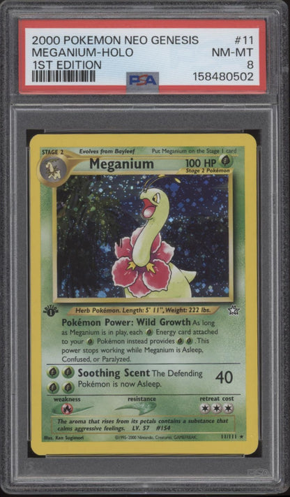 Meganium Pokemon Neo Genesis Holo 1st Edition #11 PSA 8