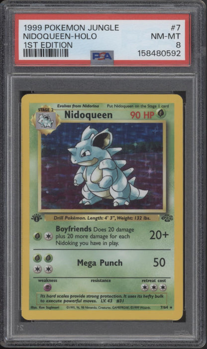 Nidoqueen Pokemon Jungle Holo 1st Edition #7 PSA 8