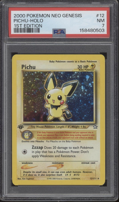 Pichu Pokemon Neo Genesis Holo 1st Edition #12 PSA 7