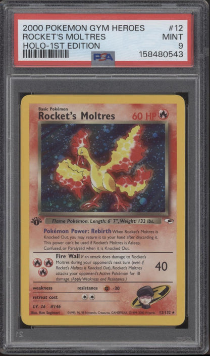 Rocket's Moltres Pokemon Gym Heroes Holo 1st Edition #12 PSA 9 #2
