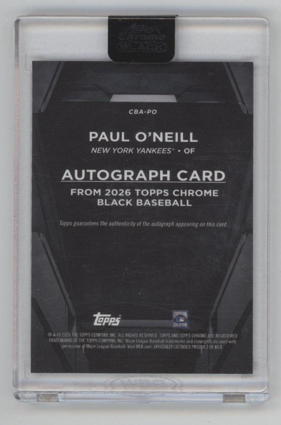 Paul O'Neill 2026 Topps Chrome Black Blue Refractor Auto #CBA-PO