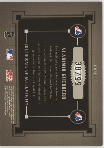Vladimir Guerrero 2004 Timeless Treasures Game Day Materials Bat Relic 38/99