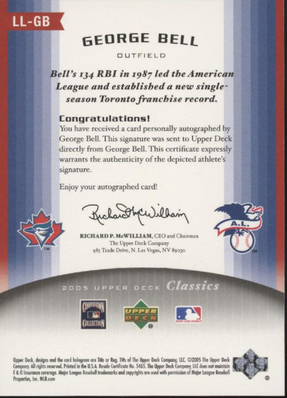 George Bell 2005 Upper Deck Classics League Leaders Auto #LL-GB