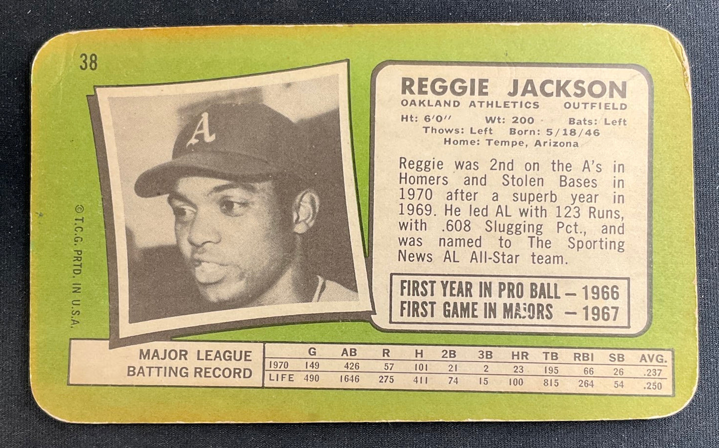Reggie Jackson 1971 Topps Super #38 Oakland Athletics VG-EX