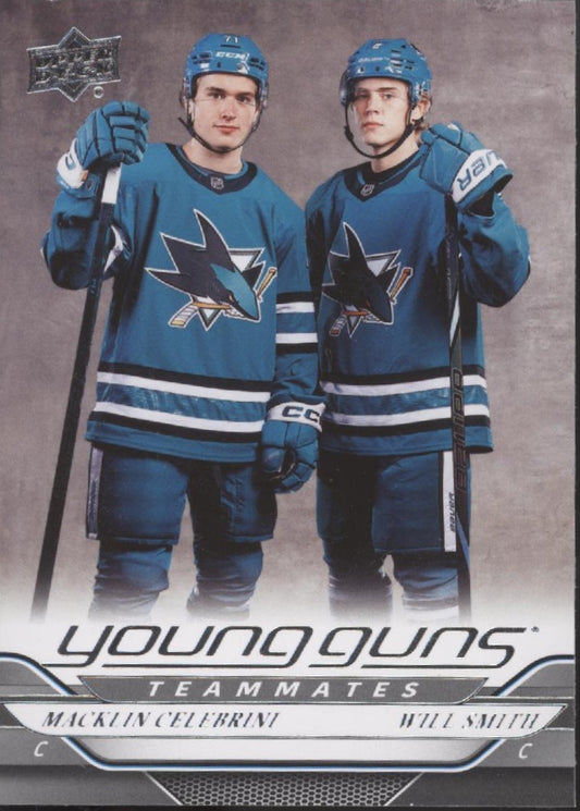 Macklin Celebrini / Will Smith 2024-25 Upper Deck Series 2 Young Guns RC #499