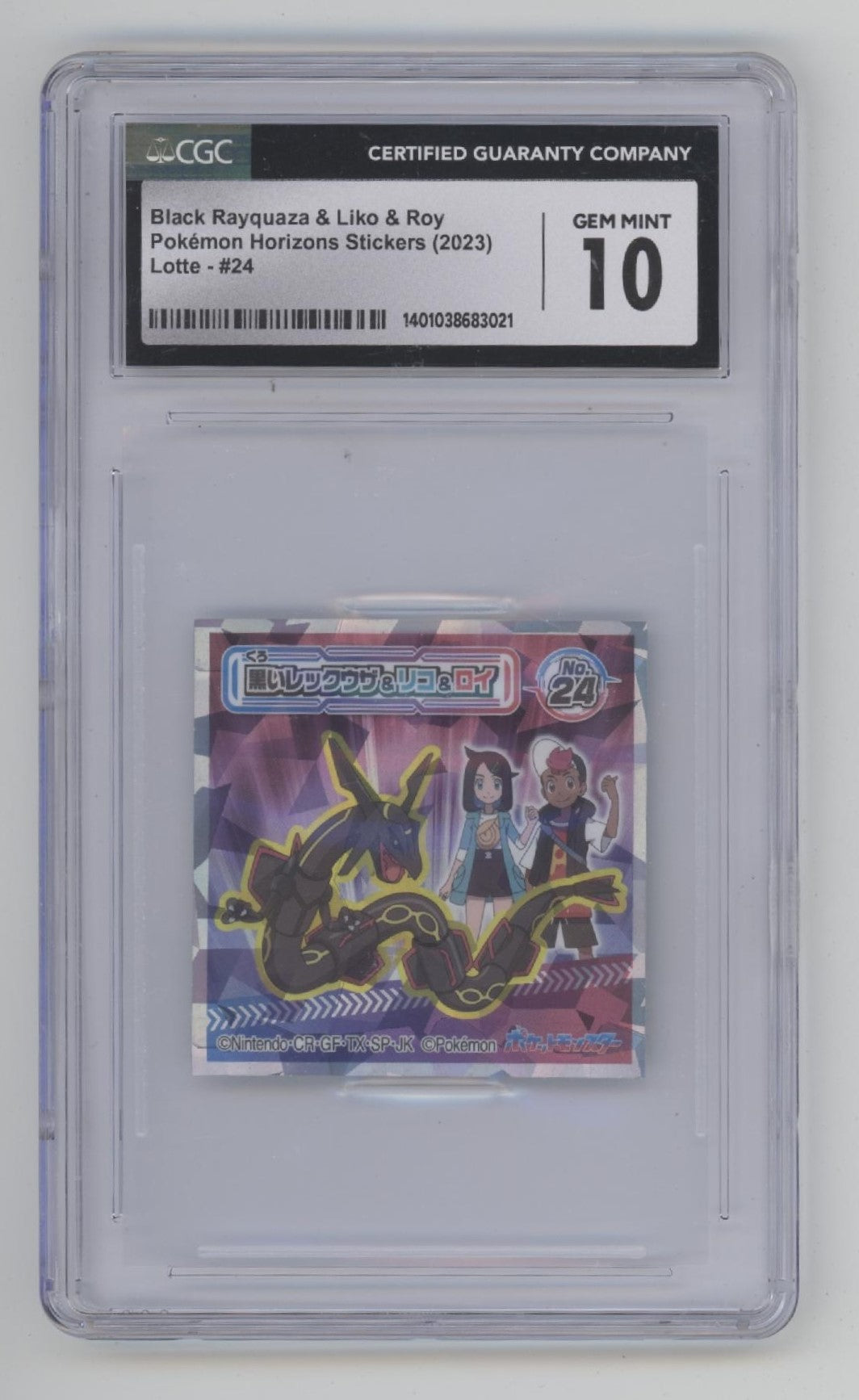 Black Rayquaza & Liko & Roy Pokemon Horizons Stickers Lotte #24 CGC 10
