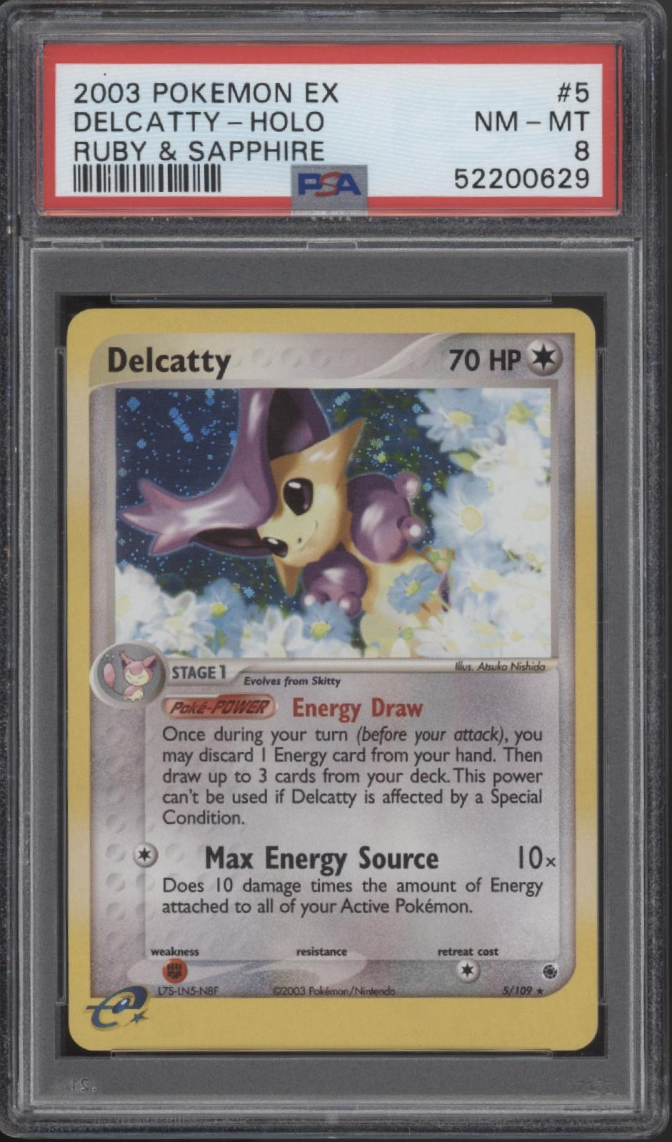 Delcatty Pokemon Ruby & Sapphire Holo #5 PSA 8