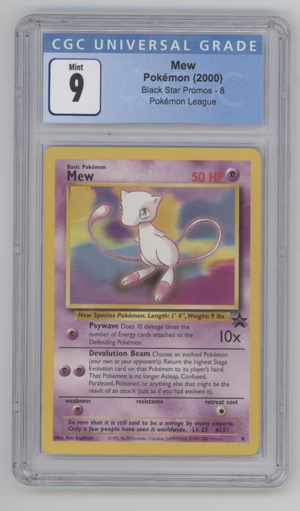 Mew Pokemon League Black Star Promo #8 CGC 9
