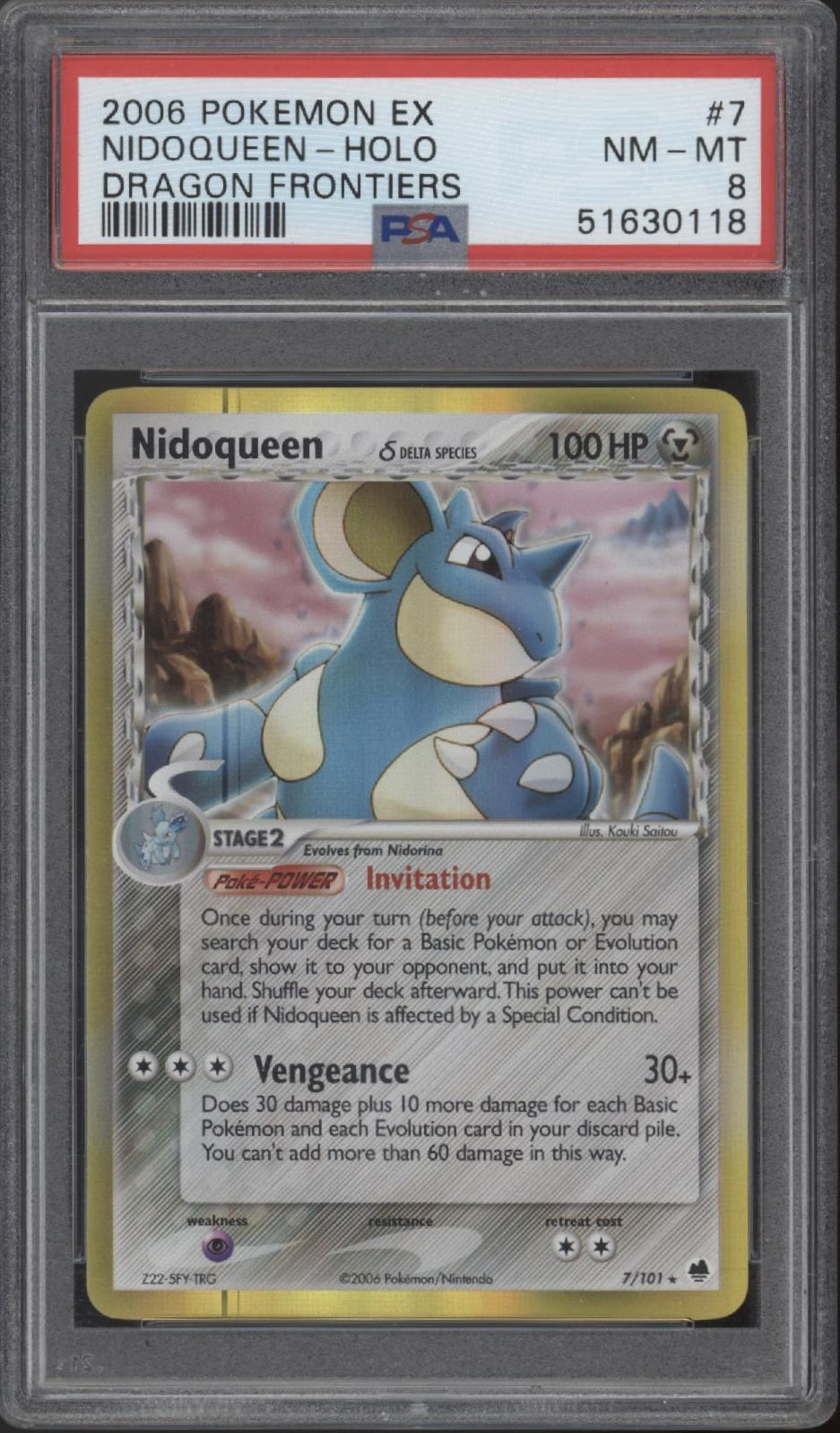 Nidoqueen Pokemon Dragon Frontiers Holo #7 PSA 8