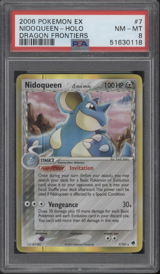 Nidoqueen Pokemon Dragon Frontiers Holo #7 PSA 8