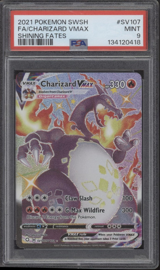 Charizard VMAX Pokemon Shining Fates Full Art #SV107 PSA 9